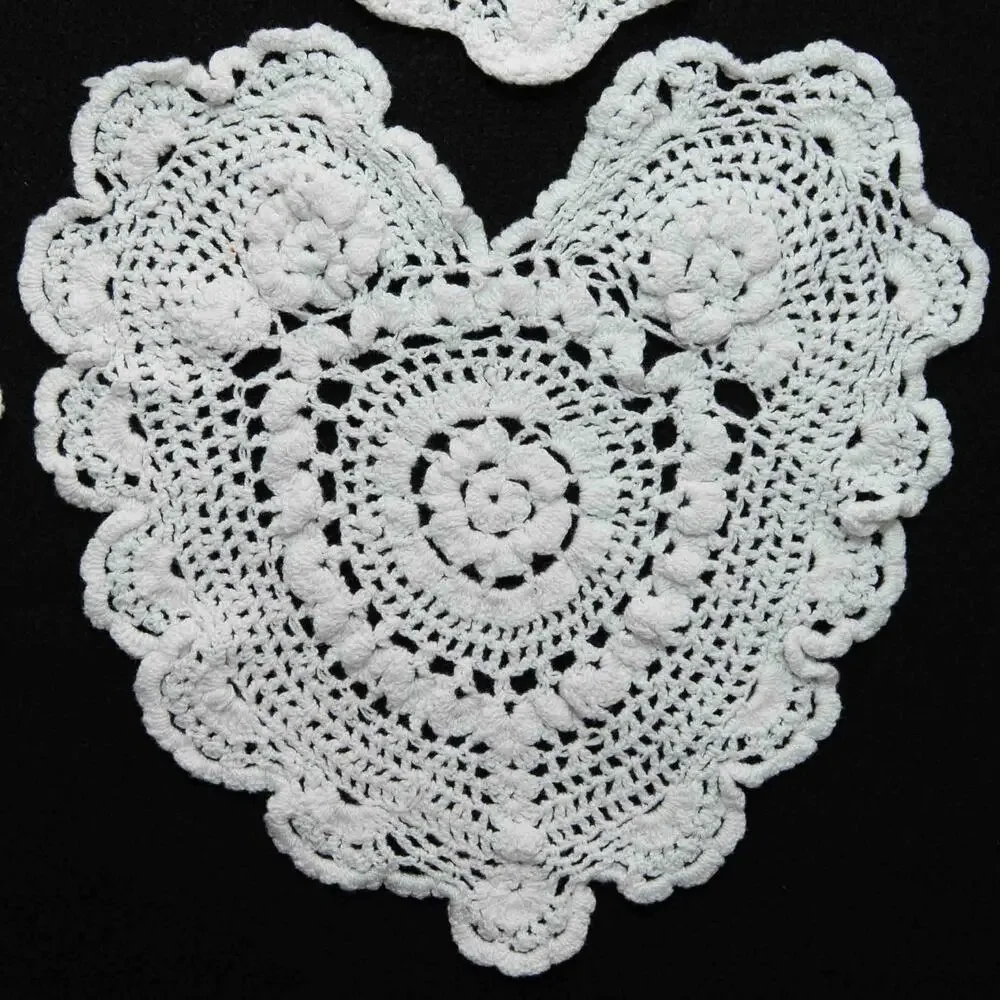 4 Vintage Heart Shaped Doilies